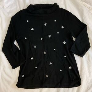 Talbots Sweater Embellishment Cuff Neck